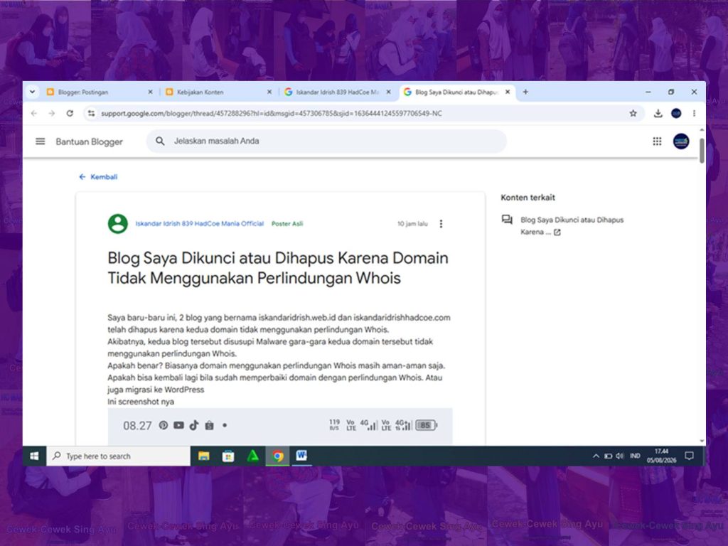Dua Blog Iskandar Idrish HadCoe Telah Dihapus Oleh Blogspot